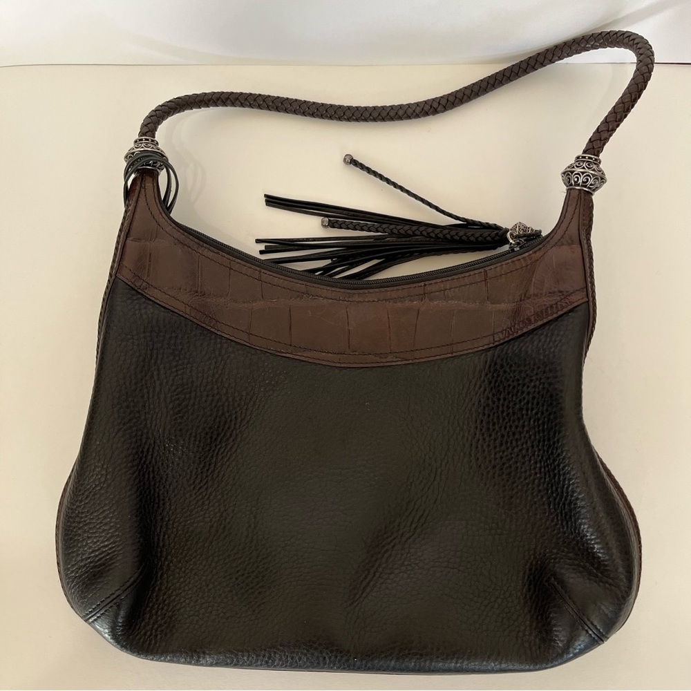 Brighton 2 Tone Black Leather Shoulder Bag D652669 - Picture 5 of 11